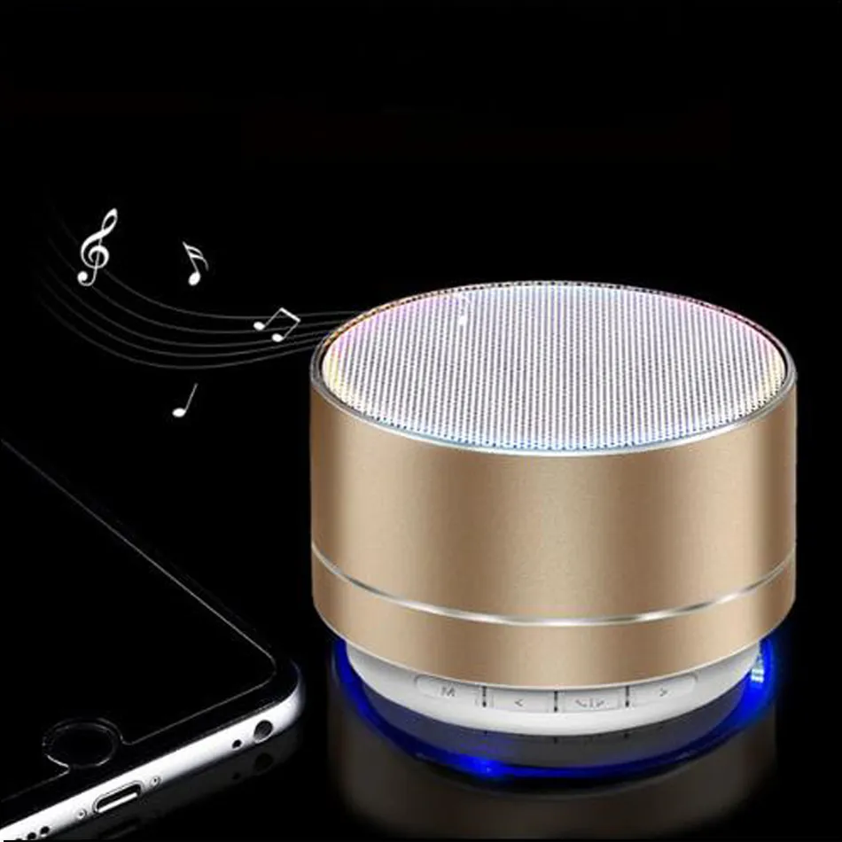 Mini Portable Speakers A10 Bluetooth Speaker Wireless Handsfree with FM TF Card Slot LED Audio Player for MP3 Tablet PC in Box