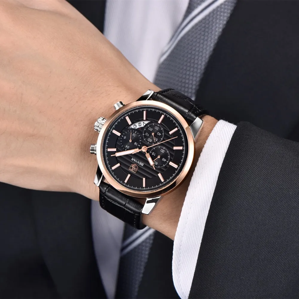 Reloj Hombre Benyar Fashion Chronograph Sport Mens Watches Top Brand Luxury Business Quartz Watch Clock Relogio Masculino2594