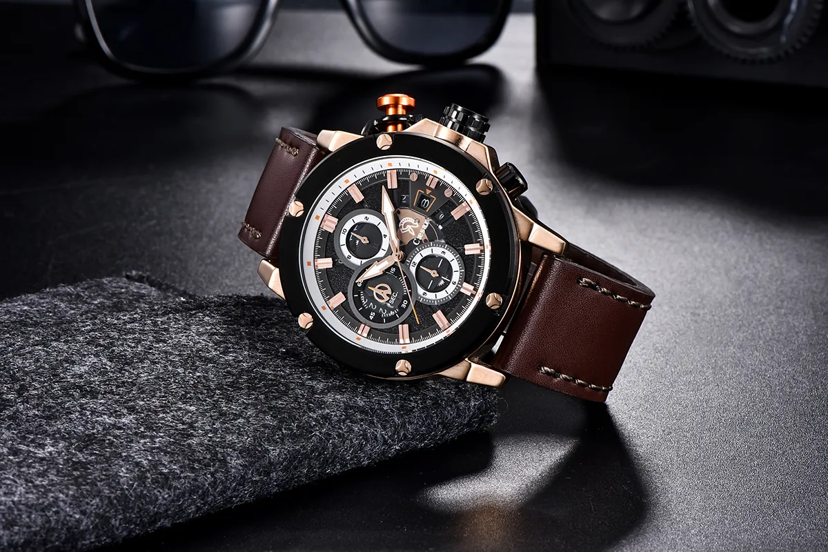 LUZULHO CHURTA DE CATAÇÃO DE GOLD ROSE GOLTZ CRONOGRATO CRONOGRATO SPORT Sport Mens Watches Top Watwatch Male Watch Men 2019 Relogi244J