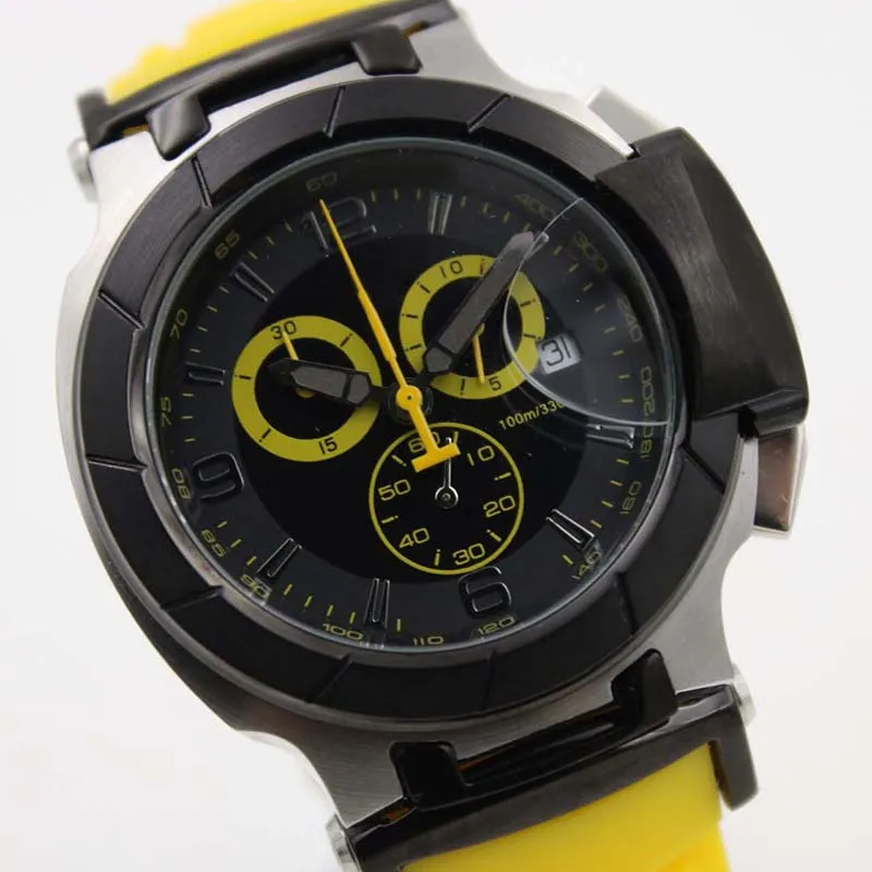 Limited Edition Quartz Golden Case Chronograph Watch Men Yellow T-Race Wristwatch Portatil Watches Rubber Band Strap Couturier 185278w