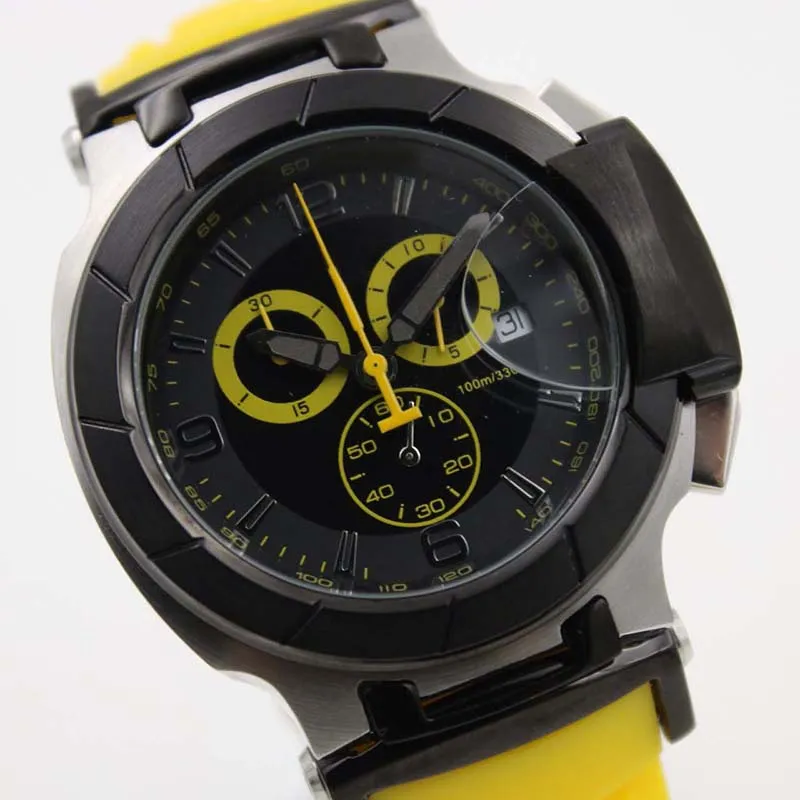 Limitowana edycja kwarc Złote Case Chronograph Watch Men Yellow T-Race Na ręka Portatil Watches gumowy pasek Couturier 185260Z