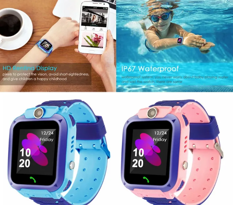 Waterproof boys girls kids smart watch 2020 bracelet children smart watches phone camera design for sim card