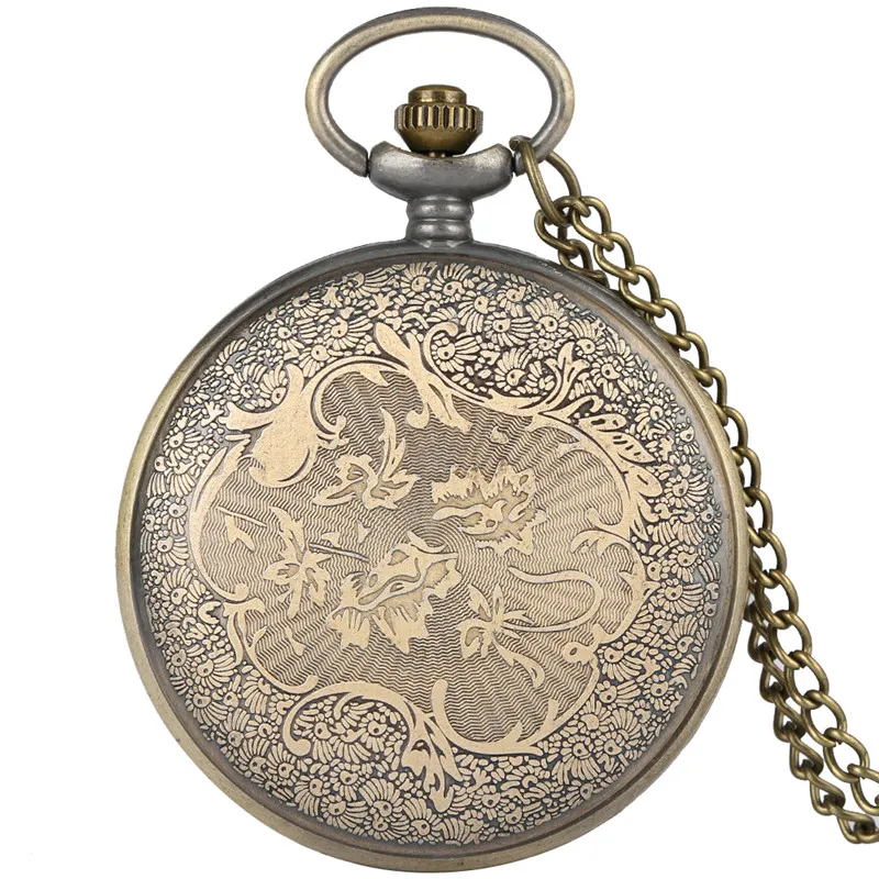 Bronze vintage oco pavão design relógio de bolso animal quratz relógios com corrente colar para mulheres homens crianças orologio da tasca2164