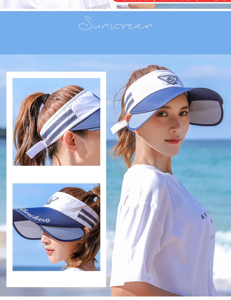 Moda Pull Board Design Cappello da sole Cappello da donna da donna Cappello da esterno regolabile Protezione solare estiva Visiera parasole Cappello a cilindro vuoto i selezionati MC0577