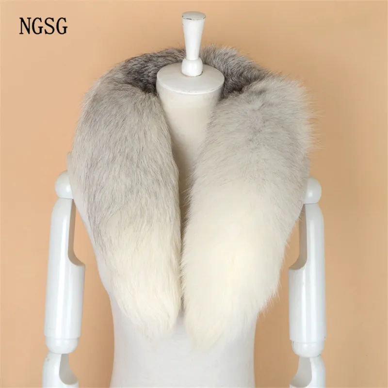 NGSG Real Fox Fur Scarf Women Men Striped Winter Warm 80-90CM Long Tail Scarf Fashion Luxury Collar Scarves Wraps Female W001 C181305j