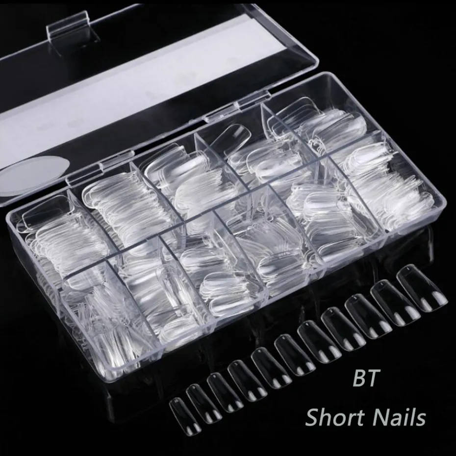 500st False Nail Tips Clear Natural Artificial Fake Tip Nails Art Practice Display Design UV Gel Manicure Tools CH16253805243