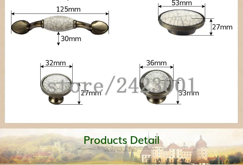 Antique Crack Ceramic Door Handles European Furniture Handles Drawer s Kitchen Cabinet Knobs and Handles CZ-01099753433