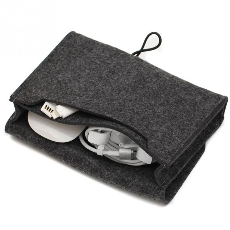 Laddar Storage Bag Mini Felt påse för Data Cable Mouse Travel Organizer Creative Mode Electronic Gadgets Organizer3025