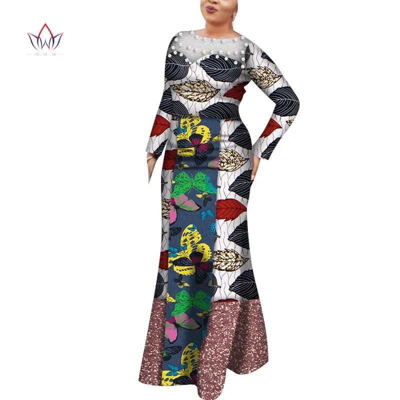 Mode Afrika Jurken voor Vrouwen Nieuwe Collectie 2020 Zomer Plus Size Long Africa Kleding Vestido Pearl Jurken voor Lady WY6995