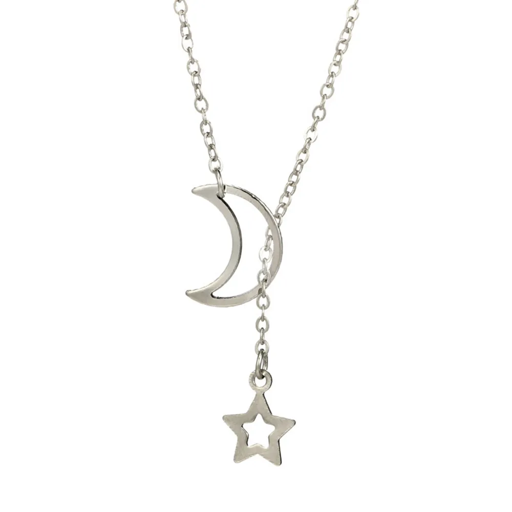 Fashion Moon Star Pendant Choker Halsband Guldfärglegering Zink Chain Necklace For Women Party Jewely Archery279P