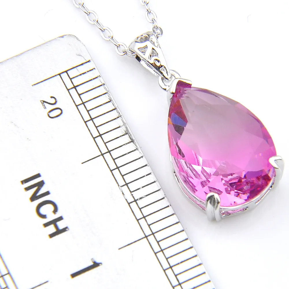 Bi colored Tourmaline Water Drop Pendants 925 Sterling Silver Necklace Vintage Rainbow For Women Jewelry Holiday gift Necklace Pen255Q