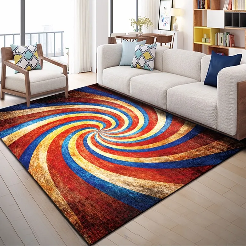 European Geometric Printed Area Rugs Large Size Carpets For Living Room Bedroom Decor Rug Anti Slip Floor Mats Bedside Tapete Y200292p