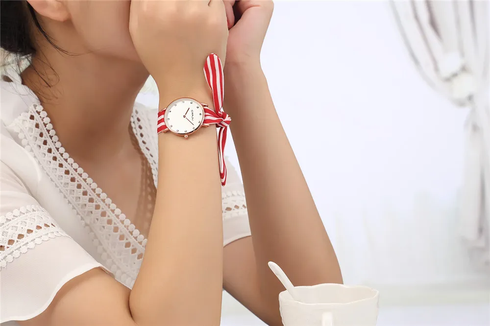 CRRJU, nuevo y exclusivo reloj de pulsera de tela con flores para mujer, reloj de vestir a la moda para mujer, reloj de tela de alta calidad, pulsera para chicas dulces, watch196P