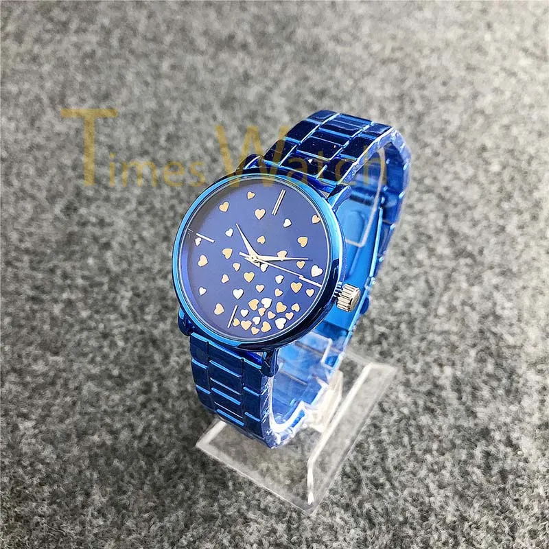 2019 marka mody kwarcowa zegarek swobodny pełny stal stylowa kobieta pełna miłość serce designerka designerka sukienki blue metalowe reloJ215d