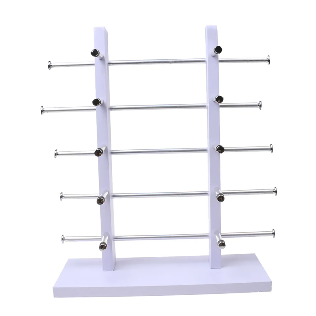 5-Layer Sunglasses Eyeglasses Display Wooden Frame Rack Stand Holder Organizer Earing Jewelry Packaging -White225k