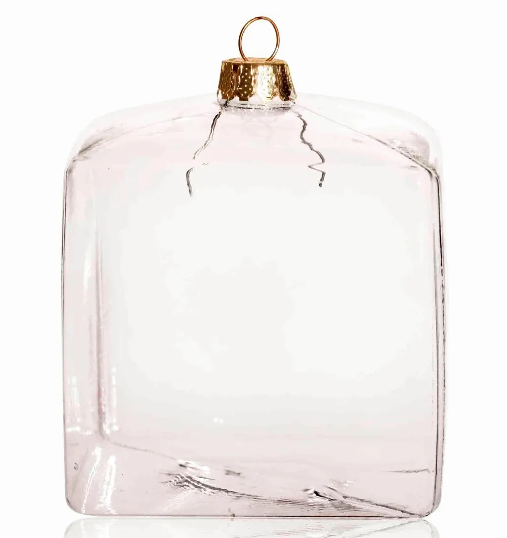 Promotion de décoration de fête – Décoration de Noël transparente à peindre, cube carré en verre de 65 mm avec capuchon argenté, de 5, 1254t