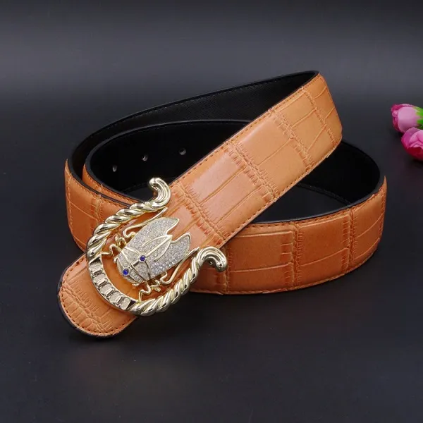 Elegant black diamond Cicada animal men designer belt crocodile leather new fashion luxury glittering 3d smooth buckle 125cm225c