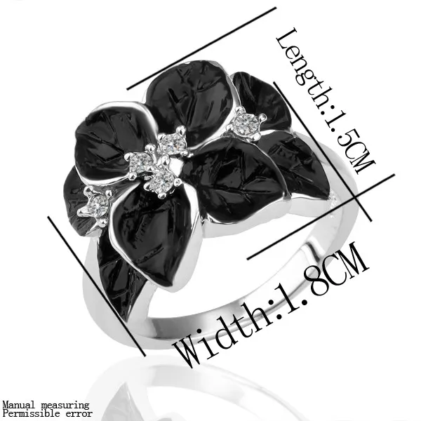 s 18K Rose Goud Geplatineerd Vrouwen Elegante Bruiloft Band Camellia Ringen Echte Oostenrijkse Kristal Mode-sieraden voor Wom279C
