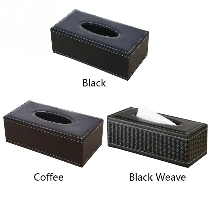 Porte-papier de soie en cuir PU, grande boîte rectangulaire anti-humidité, porte-serviettes pour la maison, le bureau, le Restaurant, Black278n