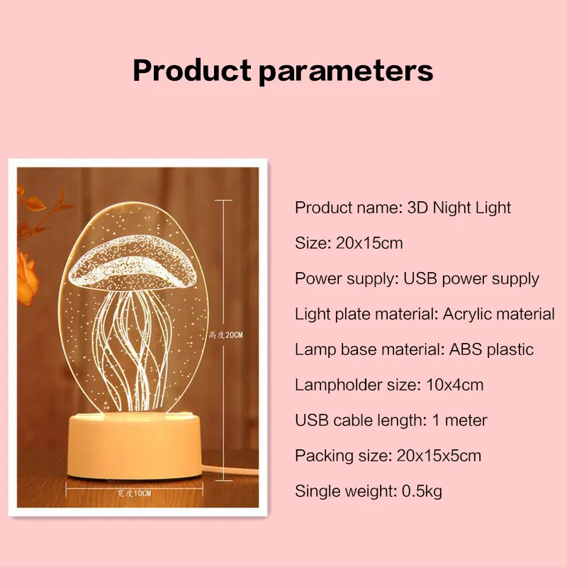3D LED lamba Yaratıcı 3D LED Gece Işıkları Yenilik İllüzyon Gece Lambası 3D illüzyon masa lambası ev dekoratif ışık 10043300U