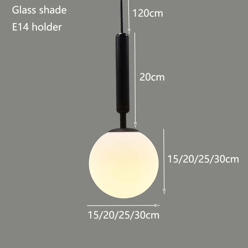 creative glass hanging lamp 15 20 25 30cm white ball light shade gold black bedroom restaurant bar278l