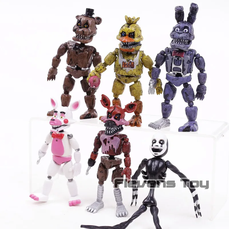 FNAF Cinco noites no Freddy039s Nightmare Freddy Chica Bonnie Funcional Figuras de ação Foxy PVC Toys set C190415016648043