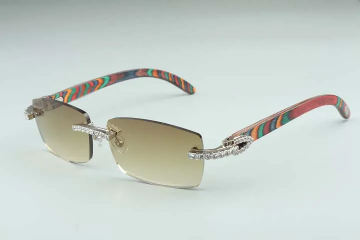 I più nuovi 3524012-10 grandi occhiali da sole con diamanti occhiali in legno di pavone occhiali da vista quadrati moda uomo e donna boundl186Y