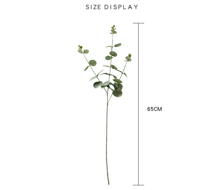 Symulacja 65 cm kwiat eukaliptus sztuczne rośliny zieleń eukaliptus liście kwiaty ślubne dekoracja domu Atificial296c