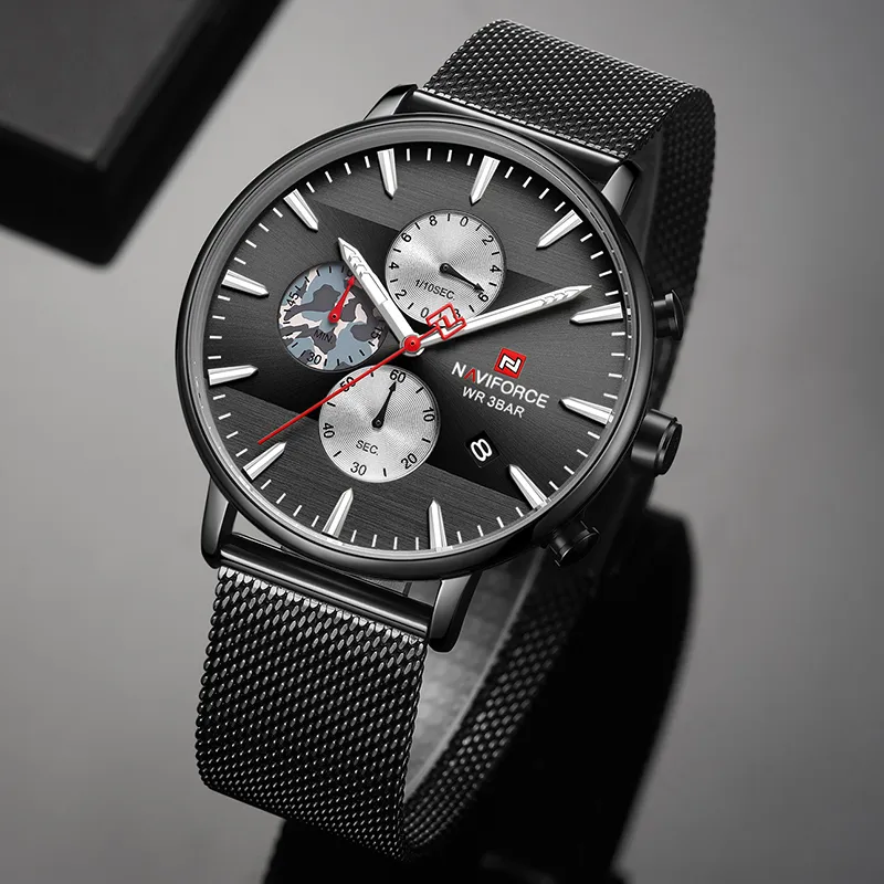 Reloj NAVIFORCE para hombre, relojes de cuarzo a la moda, reloj de pulsera con cronógrafo de acero inoxidable de marca de lujo, reloj analógico resistente al agua para hombre 281W