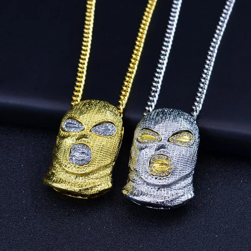 Hip Hop CSGO hanger ketting heren punk stijl 18K legering goud verzilverd masker hoofd charme hanger hoge kwaliteit Cubaanse Chain245c