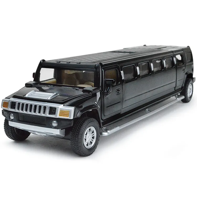 Hoge simulatie 132 legering hummer limousine metalen diecast auto model trek knipperende musical kinderen speelgoed voertuigen Y2003184733288