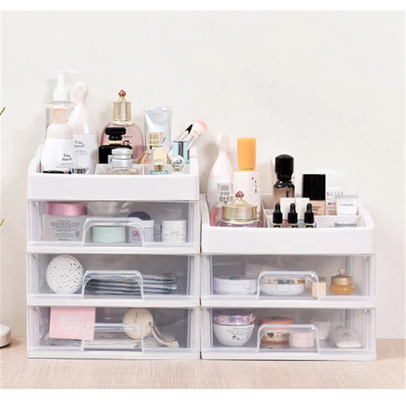 Plastic Makeup Organizer Cosmetic Drawer Makeup Storage Box Container Nail Casket Holder Desktop Sundry Storage Case Bead Tools233j