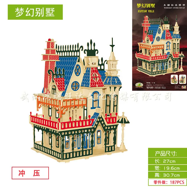 Victoria Dollhouse Toys Fantasy Villa 3D Bulmaca DIY Ölçek Modeller ve Yetişkin Fabrikası için Bina Tüm Order273c