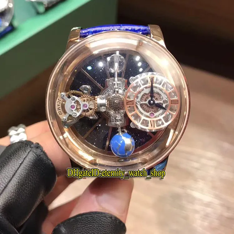 نسخة ثابتة Epic X Chrono CR7 الفلكية توربيون الهيكل العظمي Aventurine الاتصال السويسري الكوارتز رجال مشاهدة الفضي حالة الأزرق حزام 267U