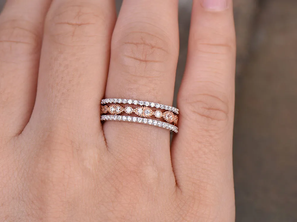 Anelli a fascia Visisap 3 in di anelli da sposa accessori da sposa Colore oro bianco rosa Gioielli moda donna Drop B5221307H