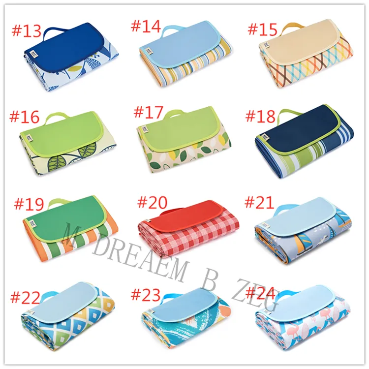 24 ontwerpen opvouwbare picknickdeken 145-200 cm vochtbestendig picknickkleed draagbare junket tapijt tapijten tent mat camping diner doek bea288O