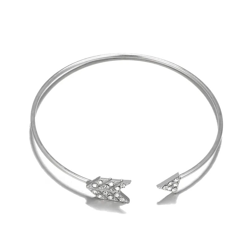 5-teiliges Kettenarmband mit rundem Diamant-Knoten-Pfeil und offener Geometrie, verstellbares Manschettenarmband, offene Linie, stapelbares Surround-Armband-Set f182s