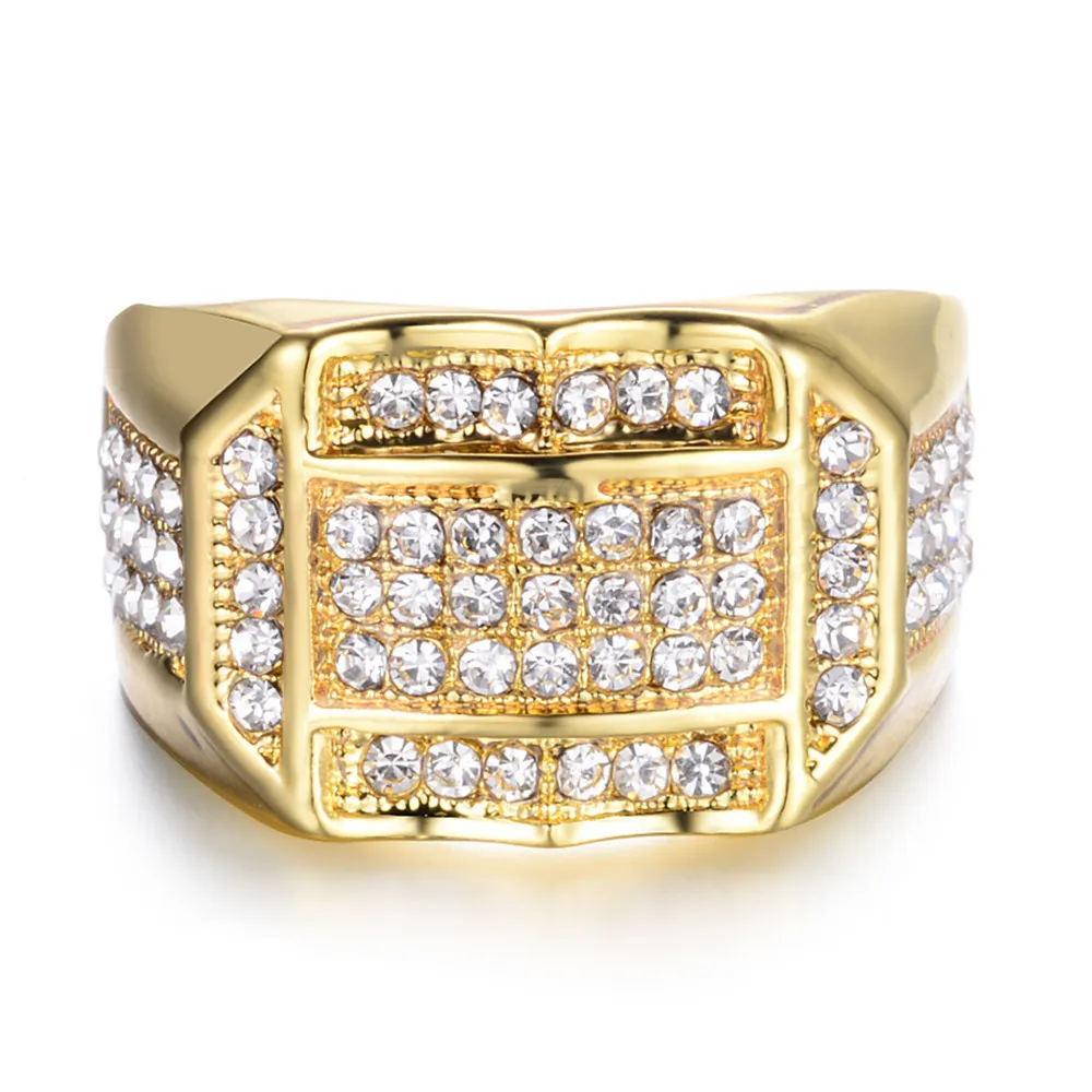 Omhxzj Whole Band Rings European Fashion Man Party Wedding Gift Luxury Square White Zircon 18kt Whites Gold Gold Ring RR46696355