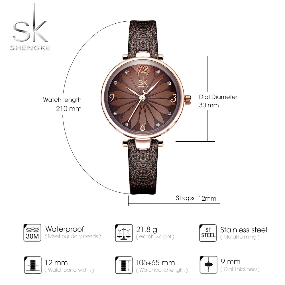 Shengke кожаные часы с цветочным циферблатом женские кварцевые наручные часы аналоговые кварцевые женские часы повседневные женские часы Reloj Mujer2695