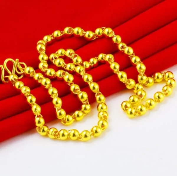2019 areia colar de ouro masculino autêntico 999 jóias de ouro autêntico tailândia grande corrente de ouro contas grossas longo tempo não fade258u