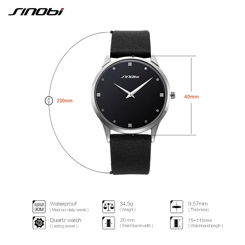 Sinobi Classic Watch Women Fashion Top Brand Luxury Leather Strap Ladies Clock Geneva Quartz Wrist Watch Relogio Feminino209o