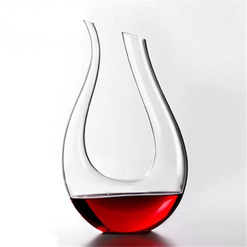 Miljövänlig 1200 ml U-format glashorn vin decanter party vin hällare röd öl carafe luftare barware bar verktyg gåva217d