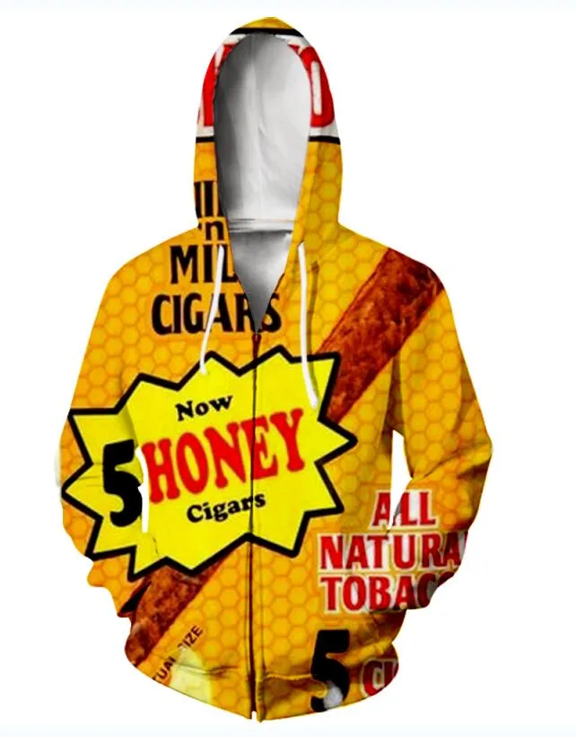 New Fashion Unisex Sweatshirt Hoodies Män Kvinnor Backwoods Honey Berry Blunts Sweatshirts harajuku Oversized Zipper Jacket Kläder