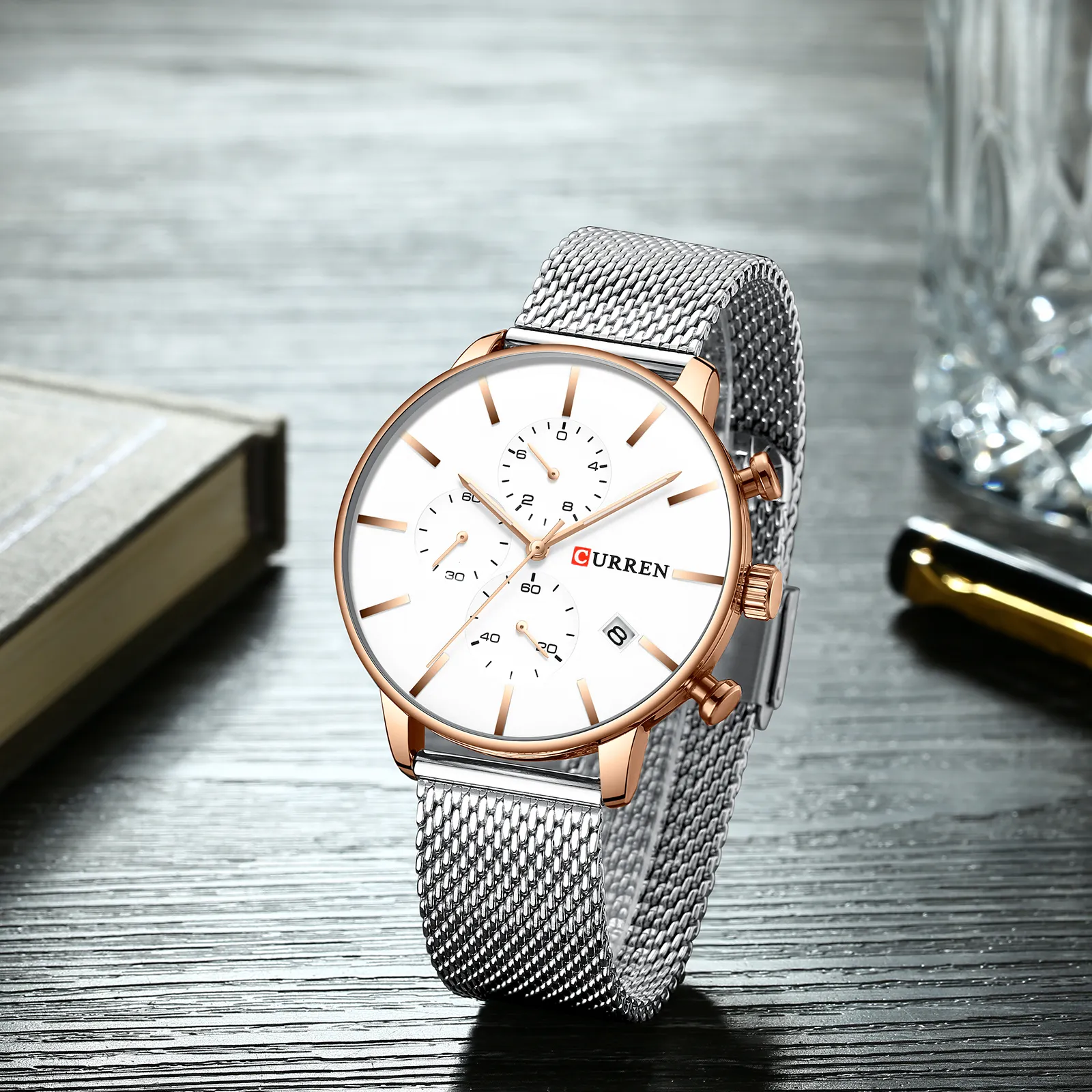 Heren Horloges CURREN Mode Quartz Horloge voor Mannen Klassieke Chronograaf Klok Casual Sport Horloge Waterdicht Relogio Homem253v