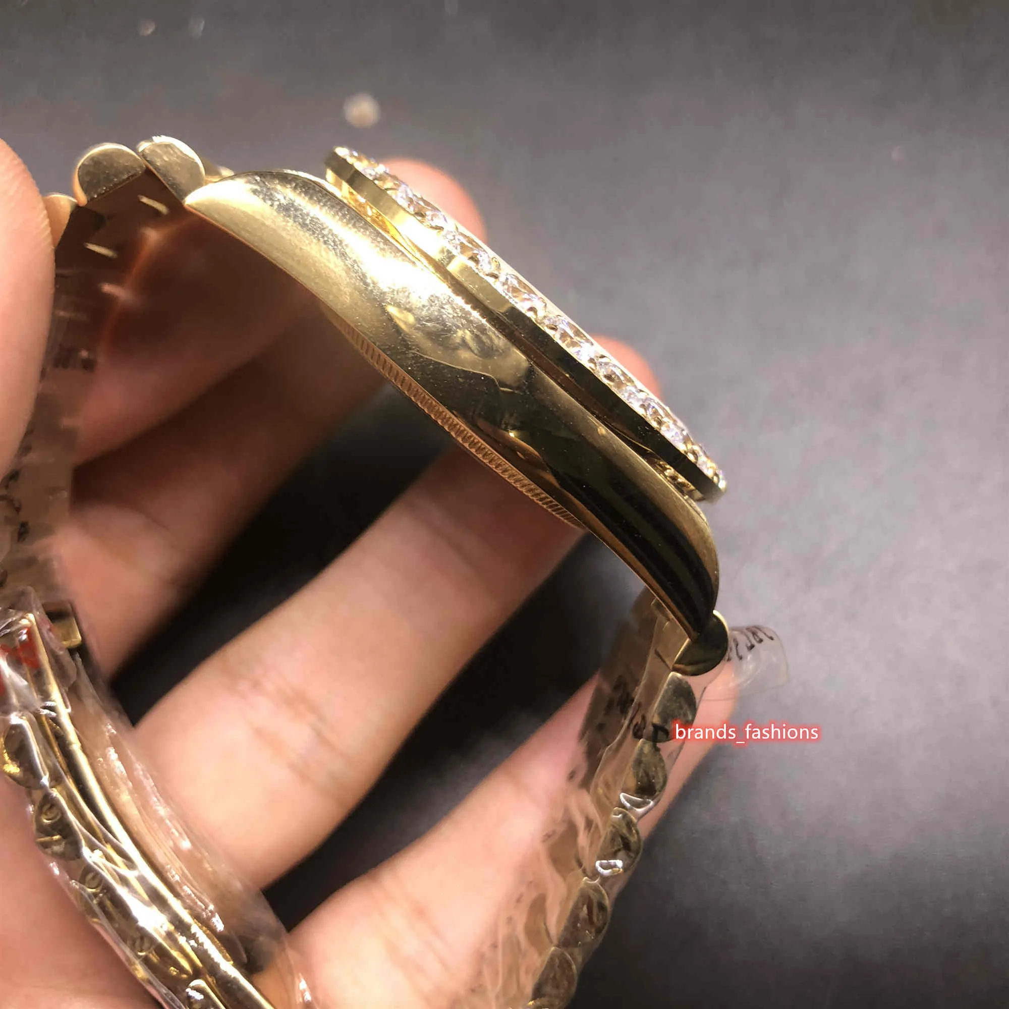 Zestaw Diamond Man's Watches Gold Diamond Face Watch zegarek ze stali nierdzewnej Diamond Watch Automatyczna mechaniczna moda 288B