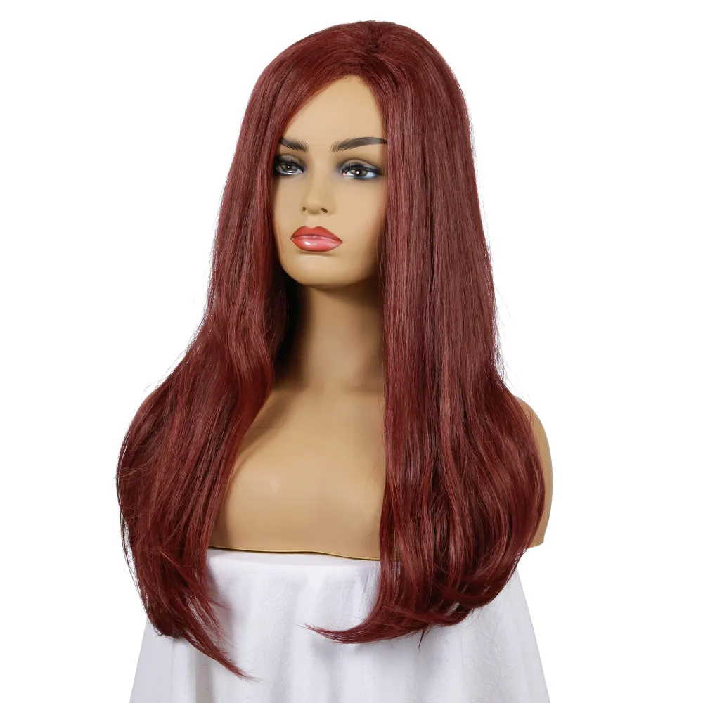 Amazon vente chaude européenne et américaine perruque chaude femme vin rouge commerce extérieur longue couverture de cheveux bouclés
