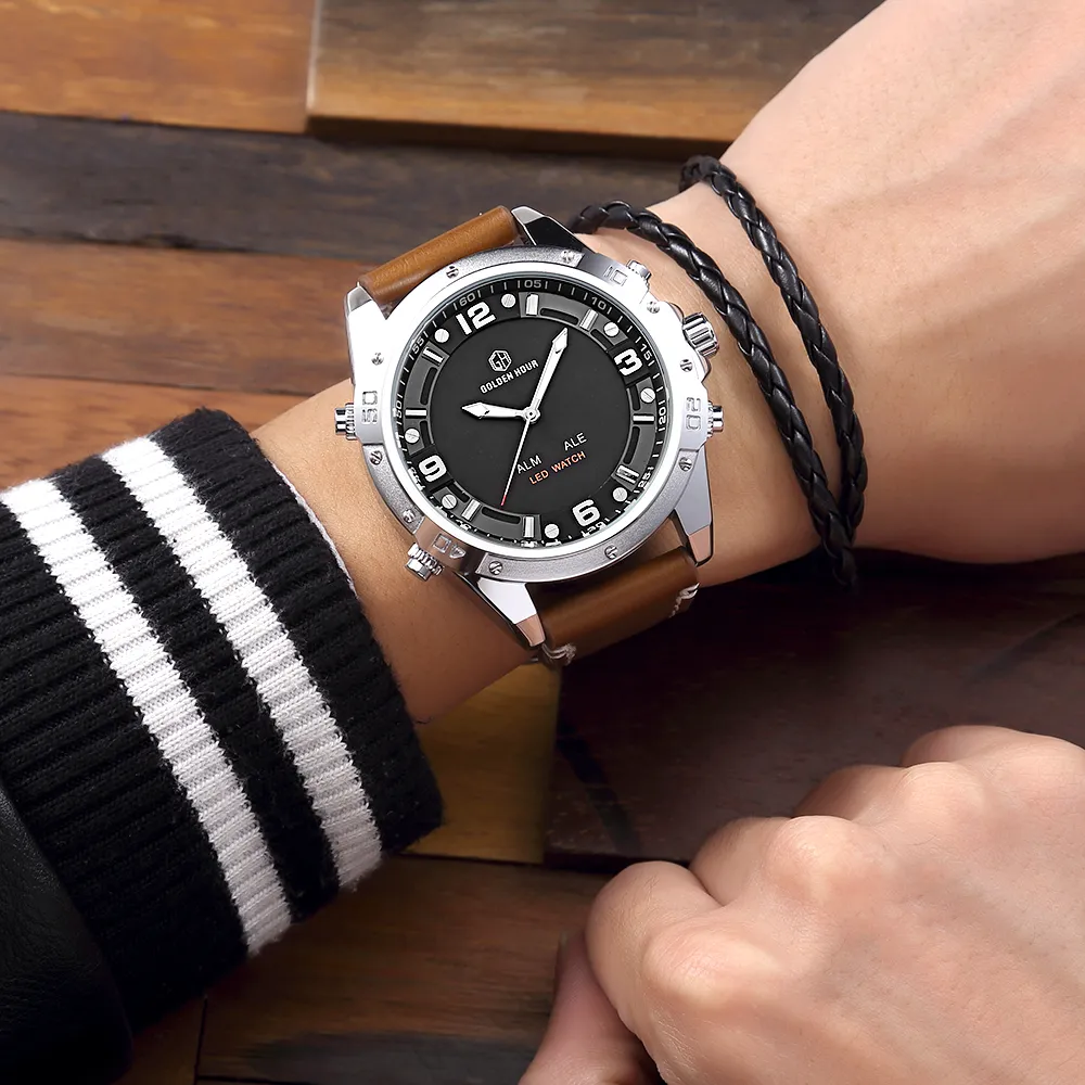 Reloj hombre goldenhour mężczyźni zegarek sport sportowy mężczyźni najlepsi marka wojskowa gra nadgarstka Watch męski zegar Waterproof Relogio Masculino186d