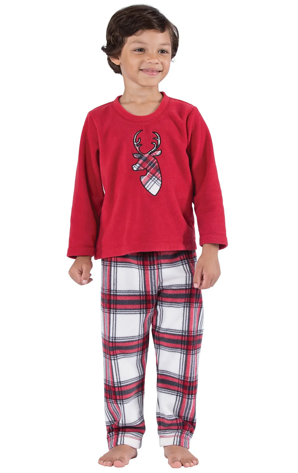 Julmatchande familjpyjamas Set Xmas Sleepwear Parentchild Nightwear Santa Claus Print Tops Plaids Pants7527385