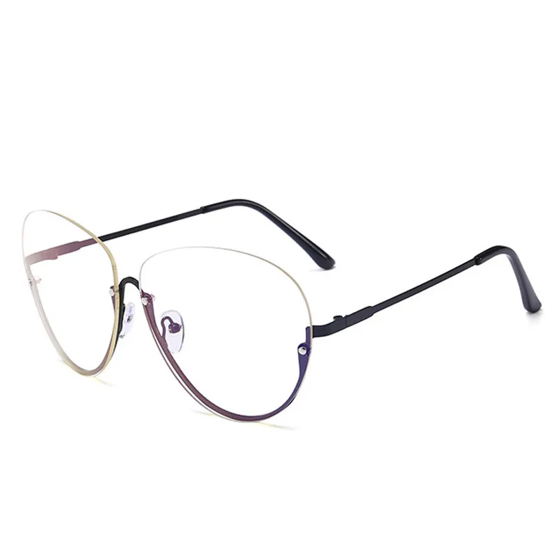 Klare Sonnenbrille Frauen halbfleischlos 2019 Übergroße Oval Sonnenbrillen Rahmen Vintage Shades Metall Eyewear1295h
