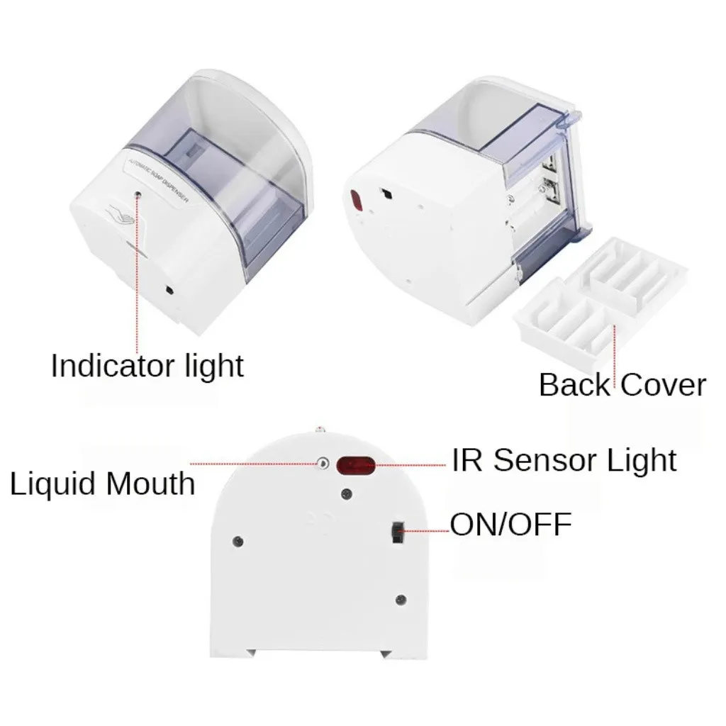 600ML Automatic Soap Dispenser Infrared Sensing Hands Free IR Sensor Touchless Wall Mounted Liquid Soap Dispenser T200519